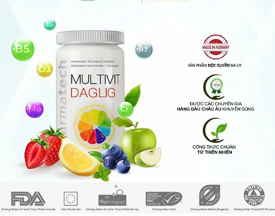 Viên Uống Bổ Sung Vitamin Và Khoáng Chất Multivit Daglig 180 Viên – Hàng Nhập Khẩu Na Uy (3)