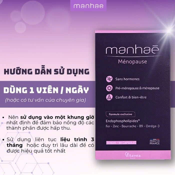 Viên uống cân bằng nội tiết Manhae Menopause Nutrisanté hỗ trợ phụ nữ tiền mãn kinh 60 viên 5 Viên Uống Cân Bằng Nội Tiết Manhae Menopause Nutrisanté Hỗ Trợ Phụ Nữ Tiền Mãn Kinh 60 Viên (3)